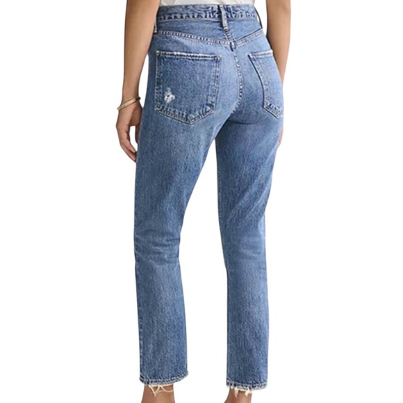Agolde Riley High Rise Cropped Straight Leg Jeans - Picture 2 of 16